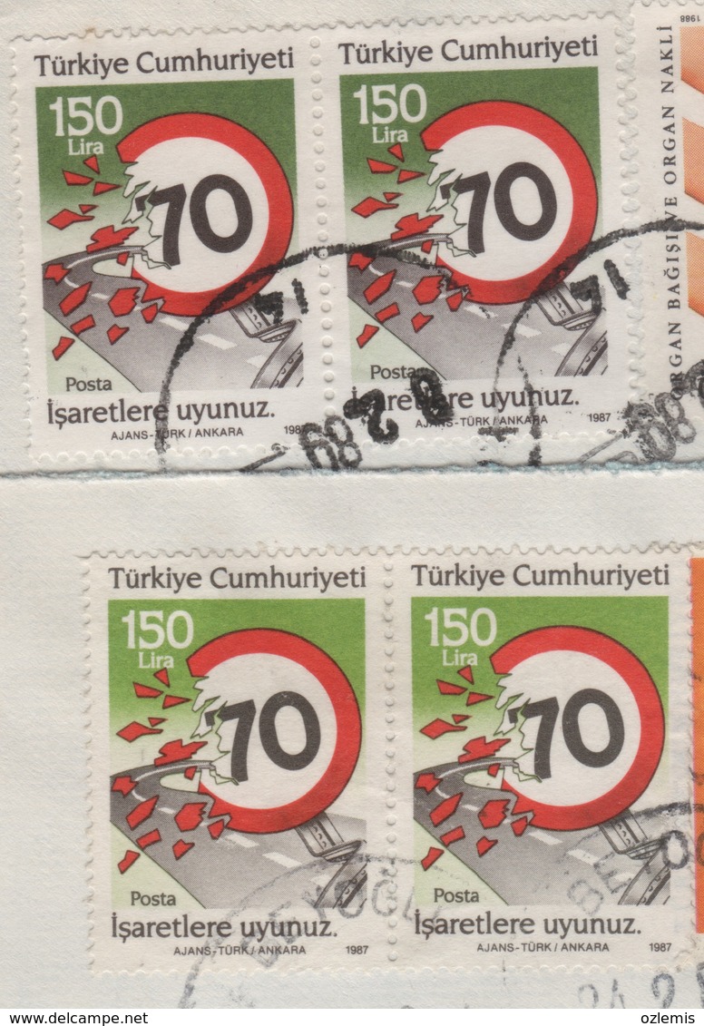 TURQUIE,TURKEI TURKEY COLOR  EROR STAMPS ,USED COVERS - Covers & Documents