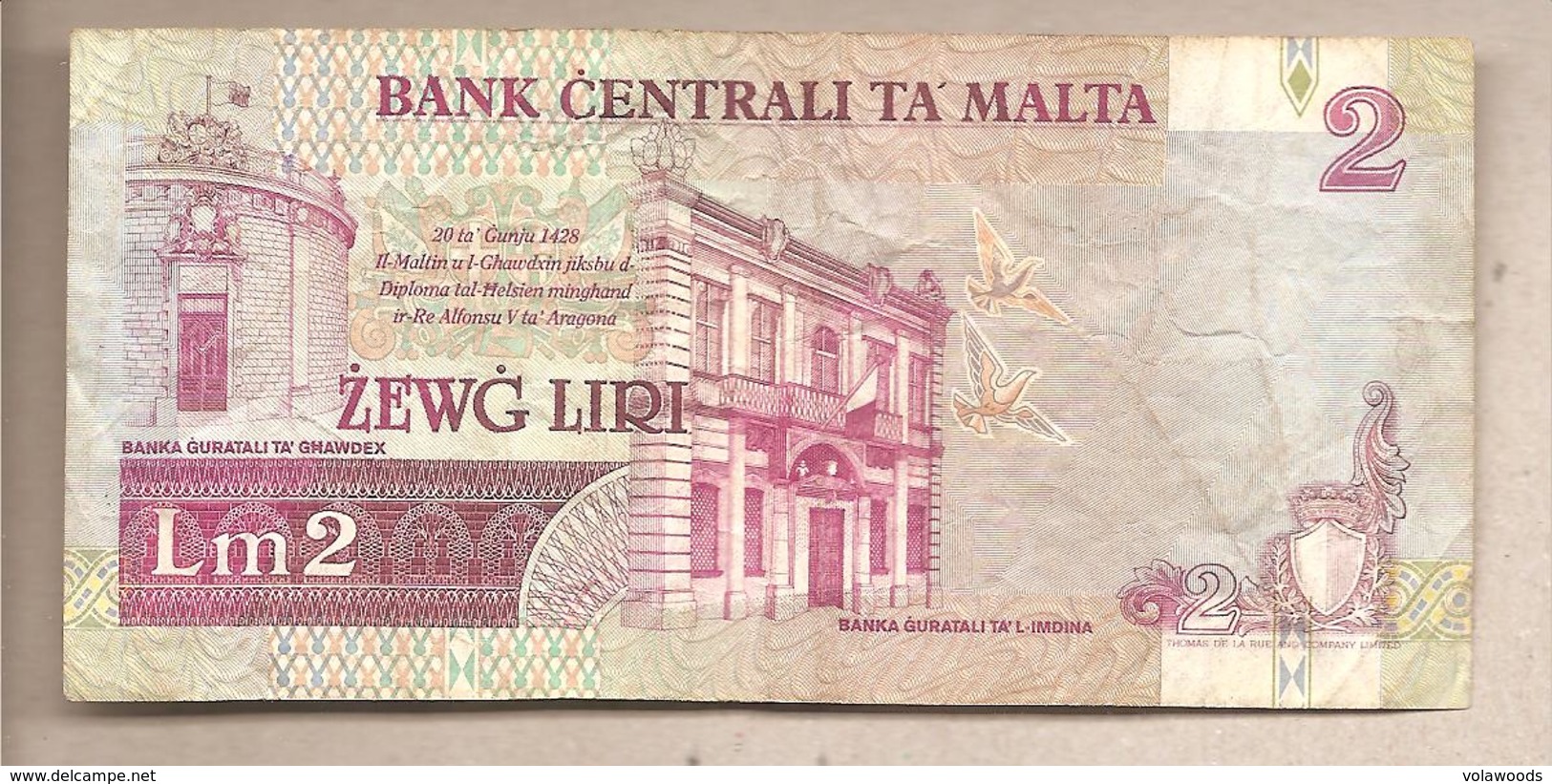 Malta - Banconota Circolata Da 2 Lire P-45a - 1994 - Malta