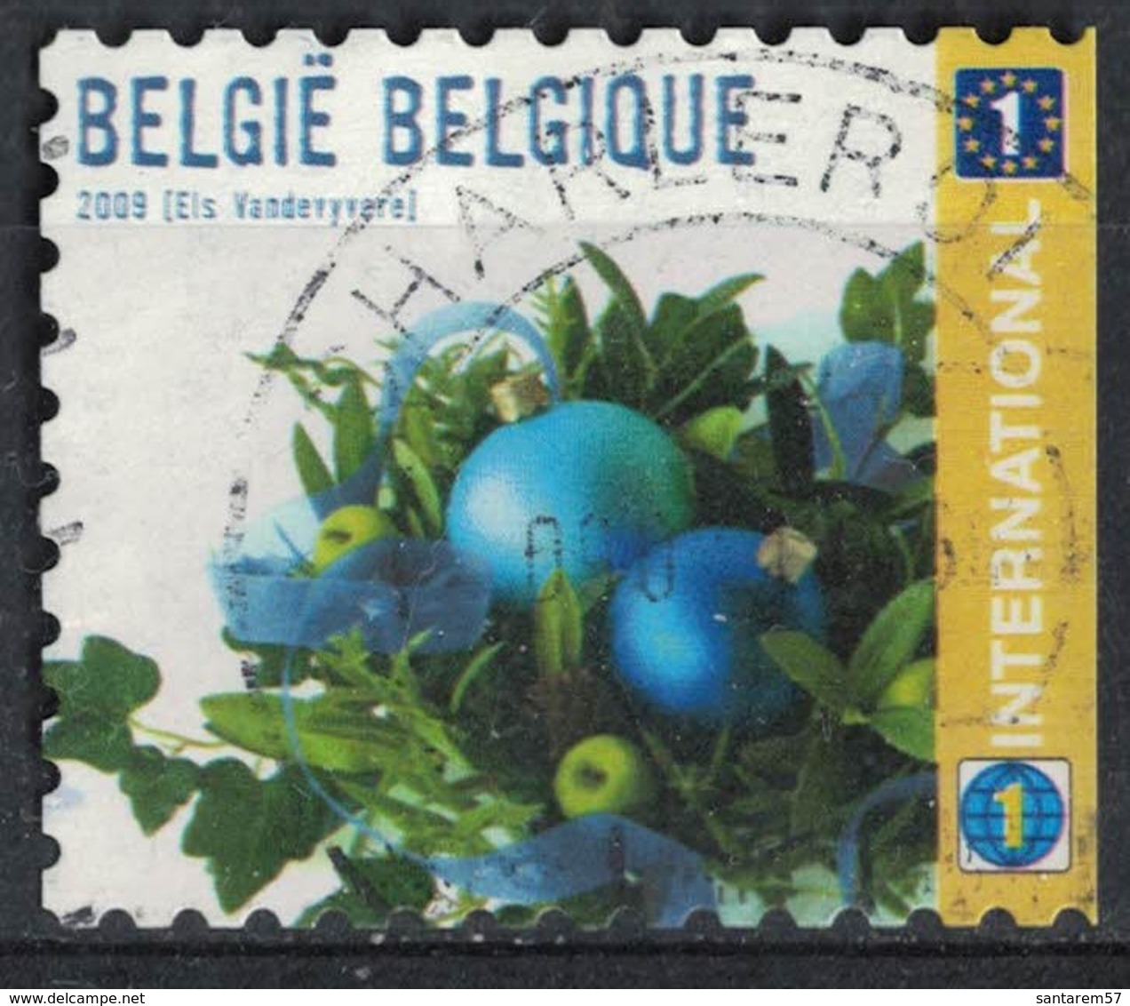 Belgique 2009 Oblitéré Rond Used Noël Et Nouvel An Boules De Noël Bleues SU - Oblitérés