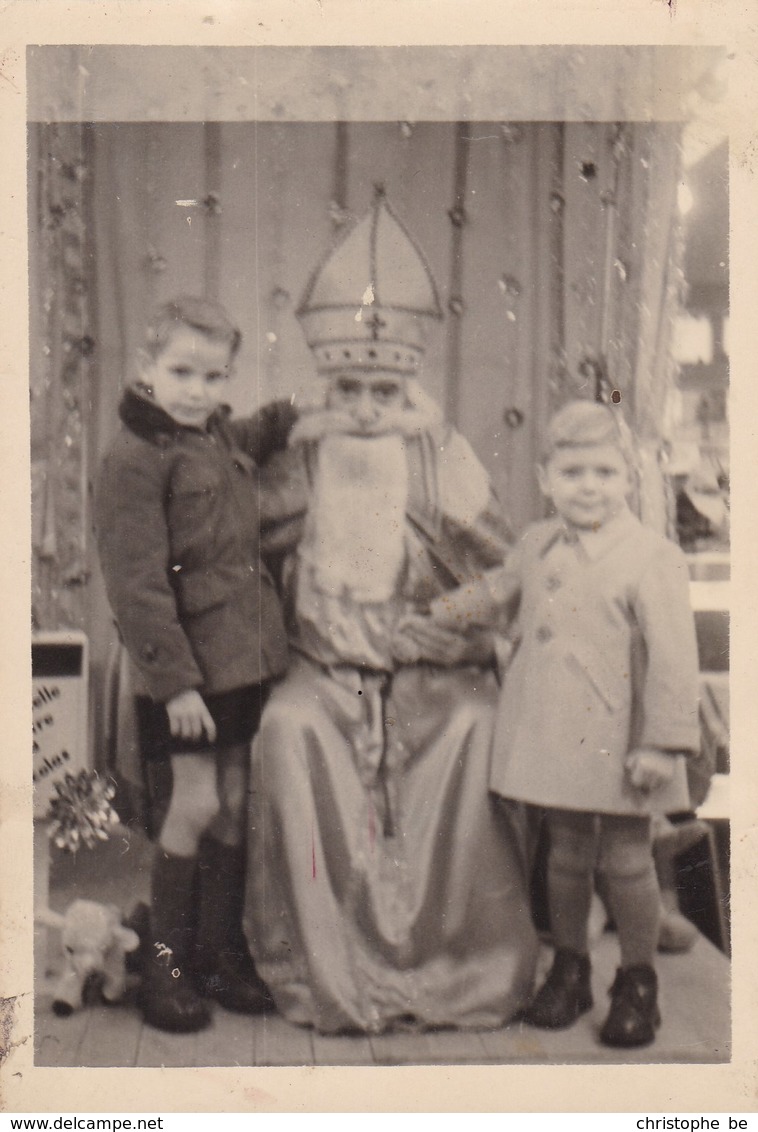 Photo, Foto, Sinterklaas Met 2 Kindjes, Photograph Santa Claus, Saint Nicolas, Pièce Unique (pk53539) - Saint-Nicolas