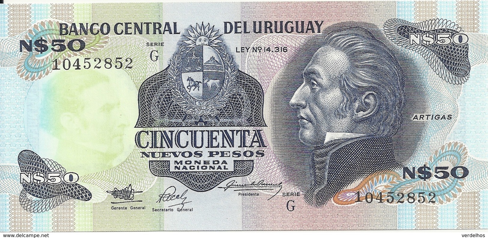 URUGUAY 50 NUEVOS PESOS ND1989 UNC P 61A - Uruguay