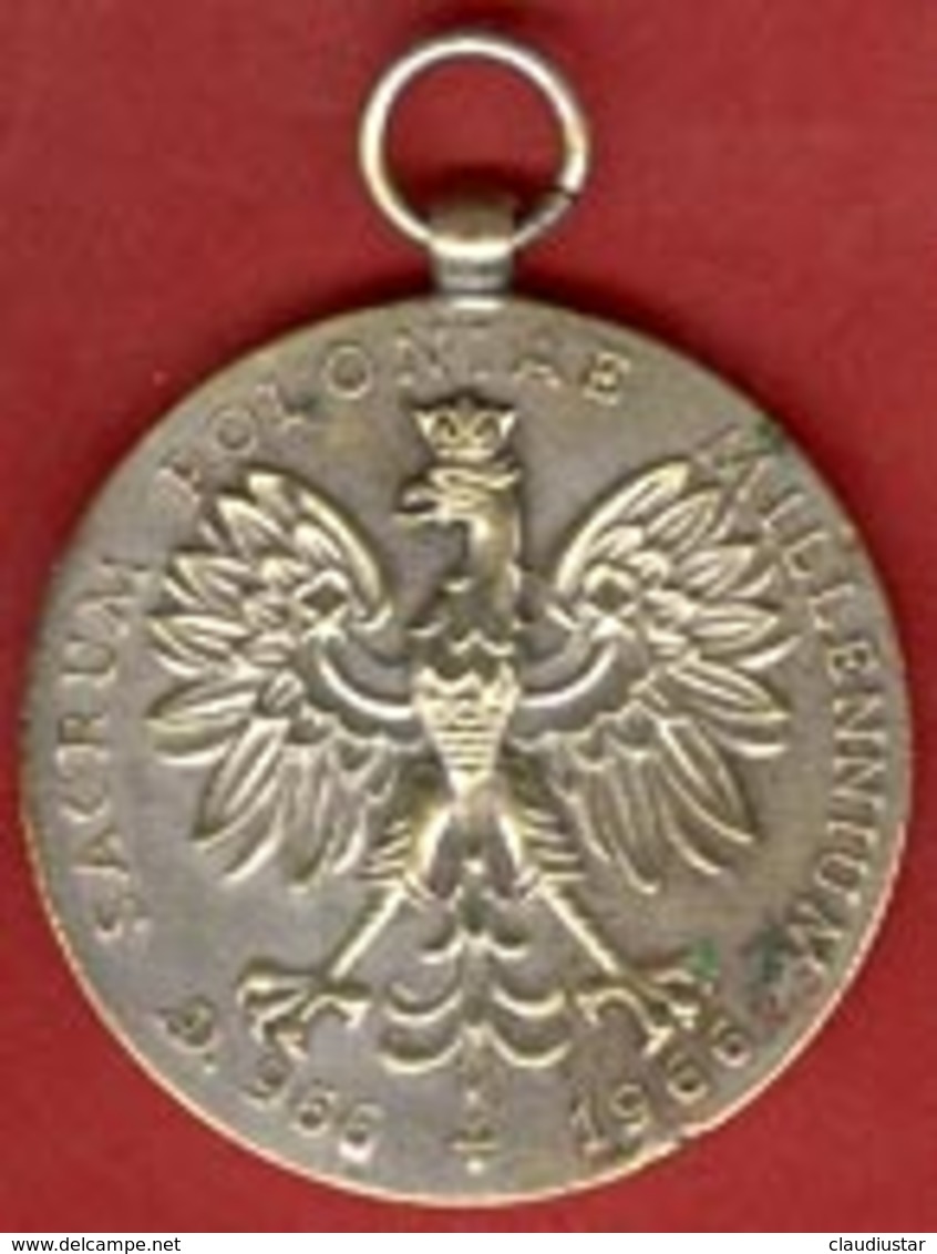 ** MEDAILLE  TYSIACLECIE  POLSKI  966 - 1966 ** - Religion & Esotérisme