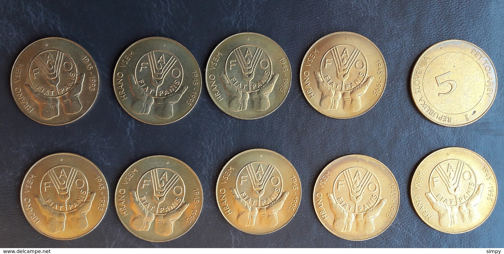 SLOVENIA 5 Tolarjev 1995 FAO 10 Pieces Unc  Commemorative Coin - Slovenia