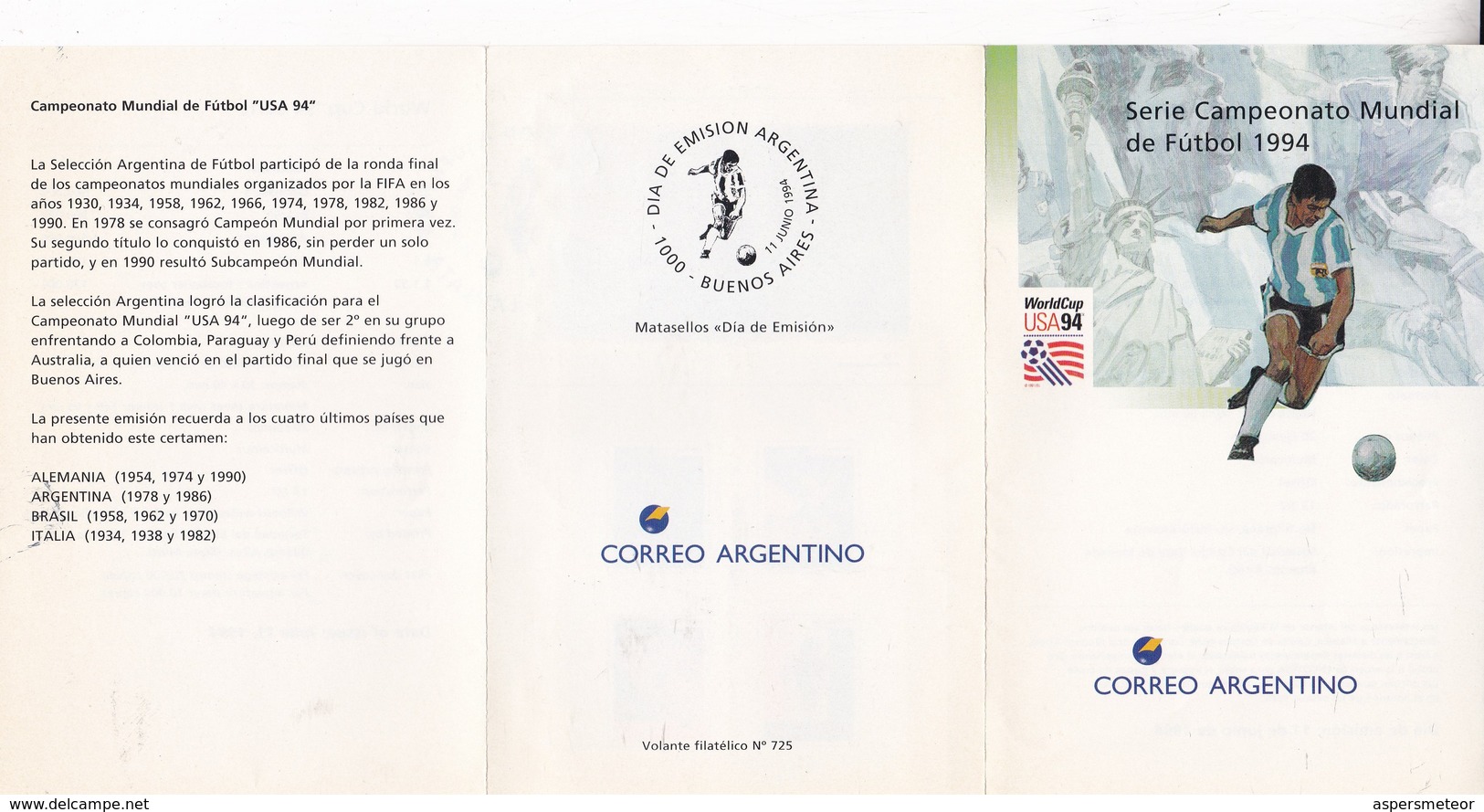 WORLD CUP USA-FDC 1994 LA PLATA, L'ARGENTINE, 5 STAMPS AVEC BORD DU PLAQUE- BLEUP - 1994 – USA