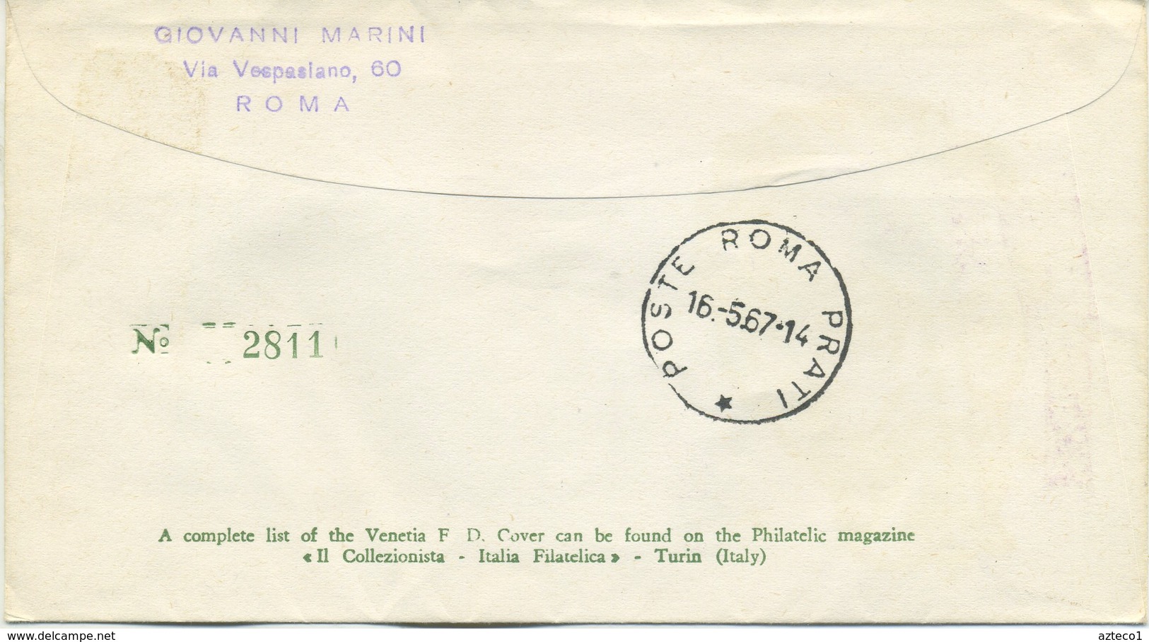 ITALIA - FDC VENETIA 1967 - CLAUDIO MONTEVERDI - MUSICA - VIAGGIATA - FDC