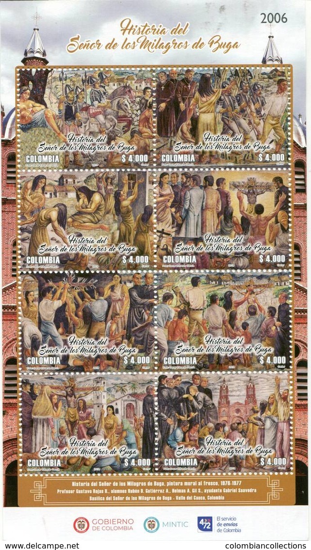 Lote 2018-25P, Colombia, 2018, Pliego, Sheet, Historia Del Señor De Los Milagros De Buga - Colombia