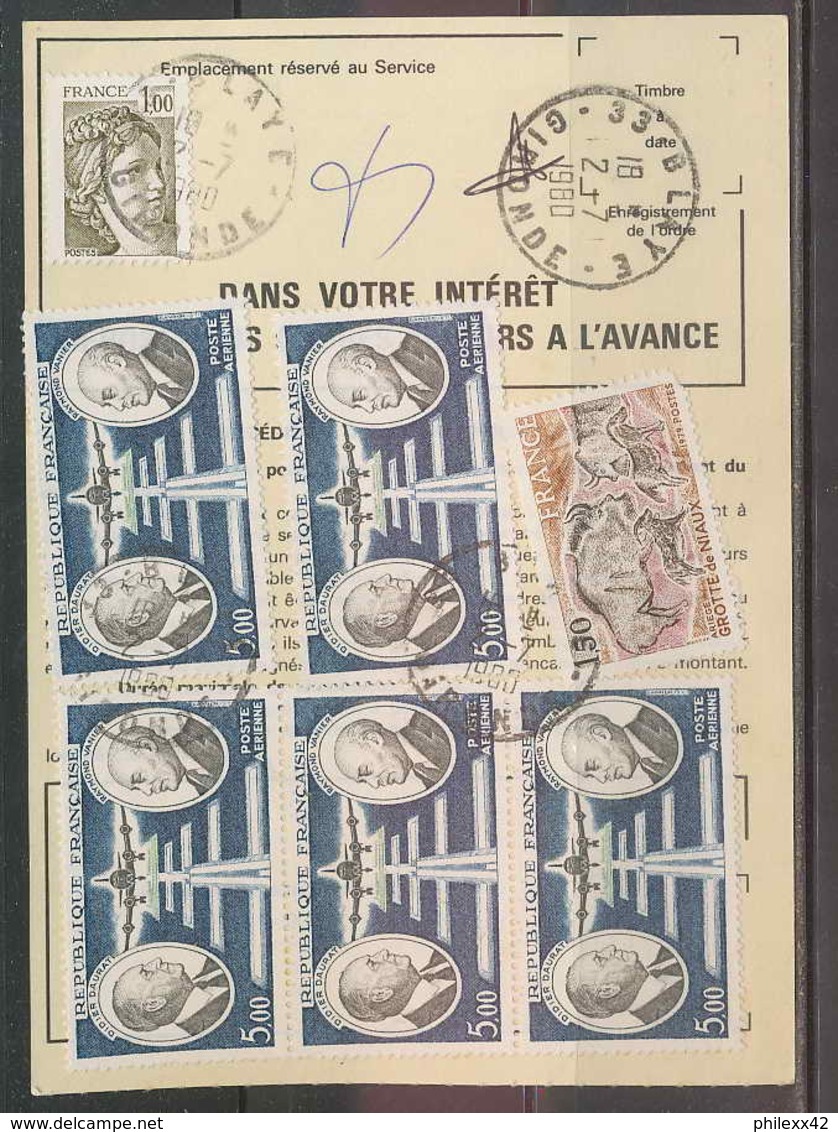12091 PROMO Ordre De Réexpédition Temporaire Poste Aérienne PA Airmail Aviation 2 Différents N°46 Daurat Vanier 5ex - 1960-.... Lettres & Documents