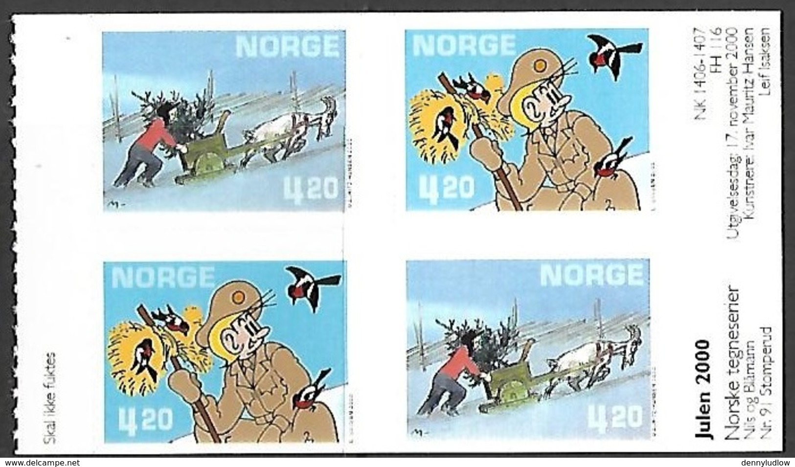 Norway   2000   Sc#1271a  Comic Strips Booklet Pane  MNH  2016 Scott Value $6 - Nuovi