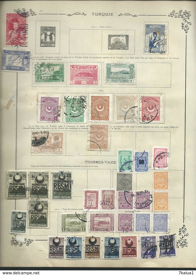 SUISSE, LUXEMBOURG, PAYS BAS, TURQUIE et quelques divers sur 27 anciennes pages d'album.