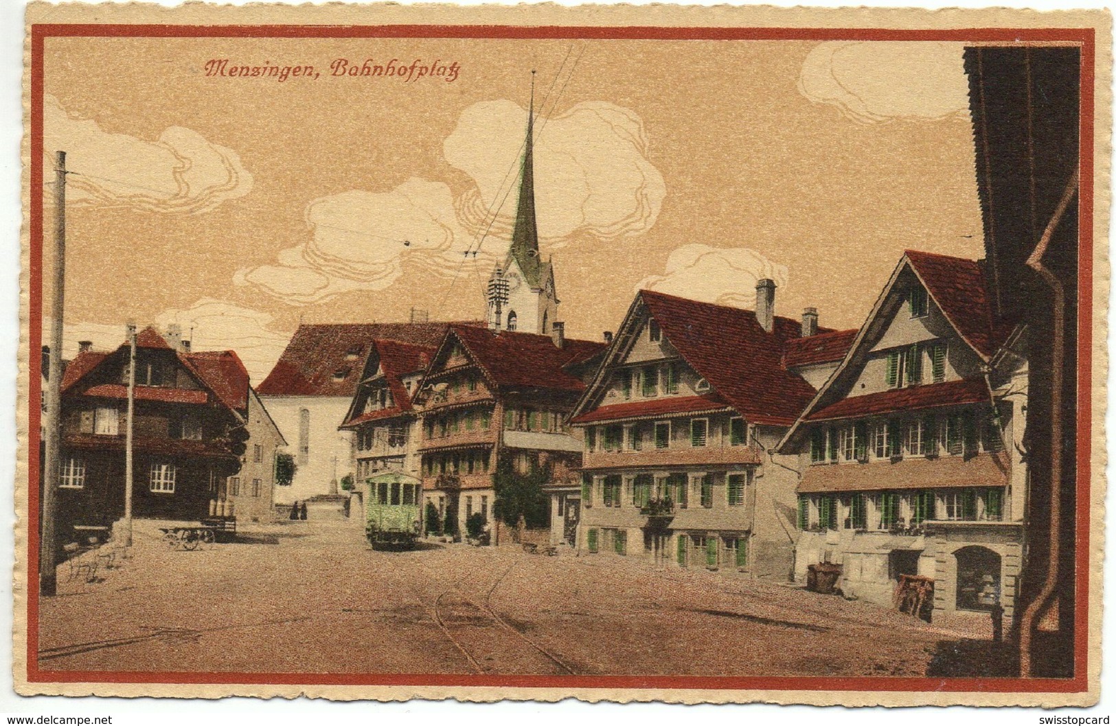 MENZINGEN Bahnhofplatz Strassenbahn Tram Guggenheim No. 11622 - Menzingen