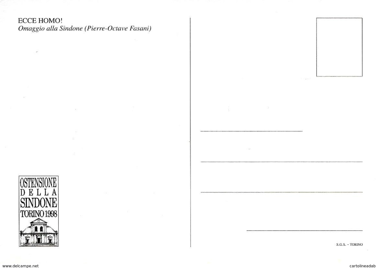 [MD2457] CPM - OSTENSIONE DELLA SINDONE - TORINO 1998 - ECCE HOMO - Non Viaggiata - Altri & Non Classificati