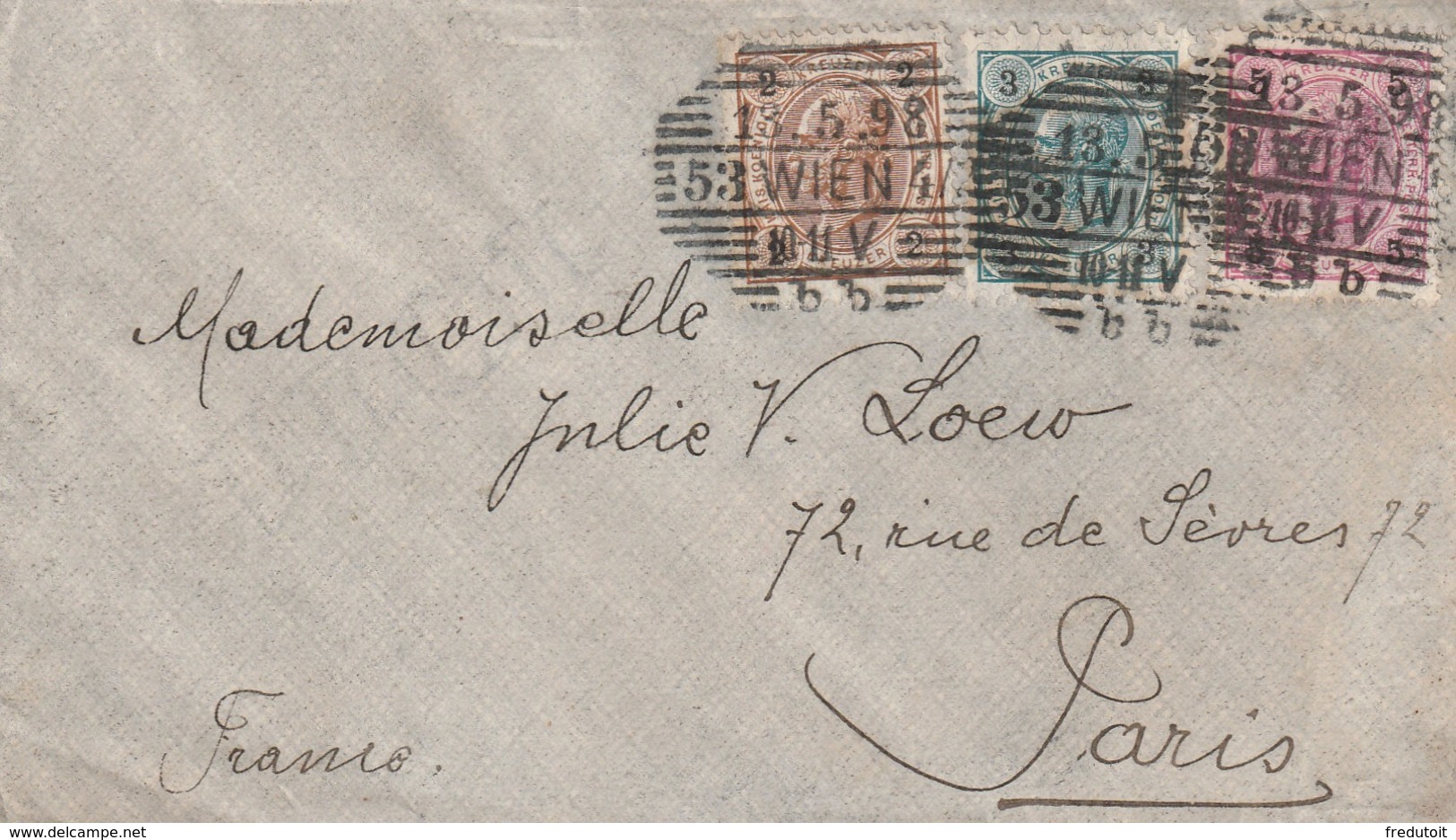 LETTRE - AUTRICHE - Wien Le 13.05.1898 Pour Paris (affranchissement Tricolore) - Cartas & Documentos