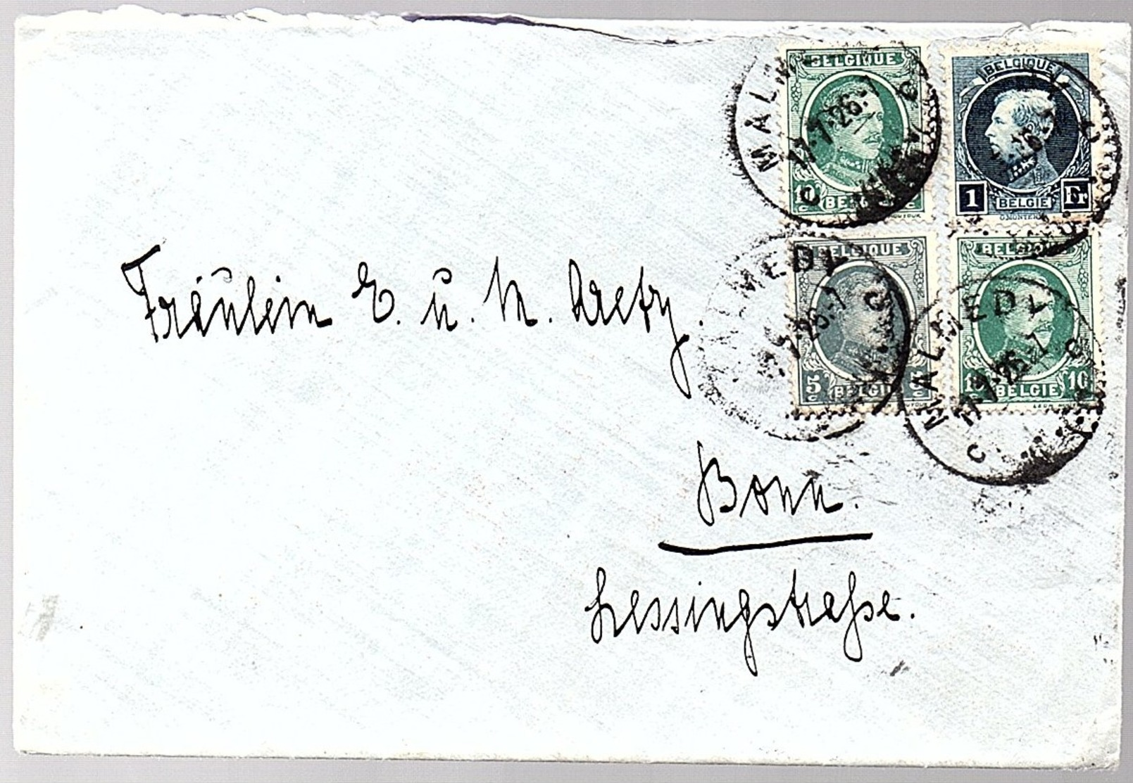 Mixed Franking Leopold Malmedy > Bonn (427) - Cartas & Documentos