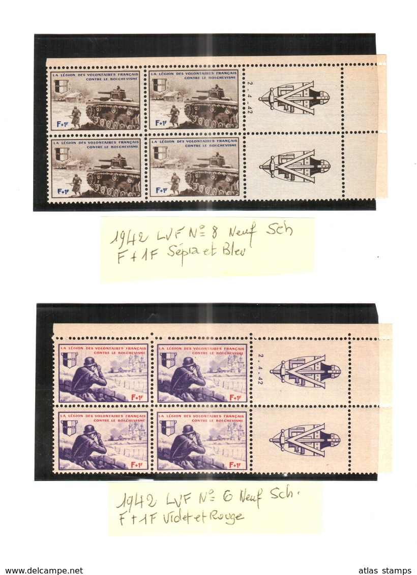 FRANCE 1942 -  Guerre , LVF " Série Borodino " , Yvert# 6/10 - Blocs De 04 , Avec Bords De Feuilles - Neufs ** - Guerre (timbres De)