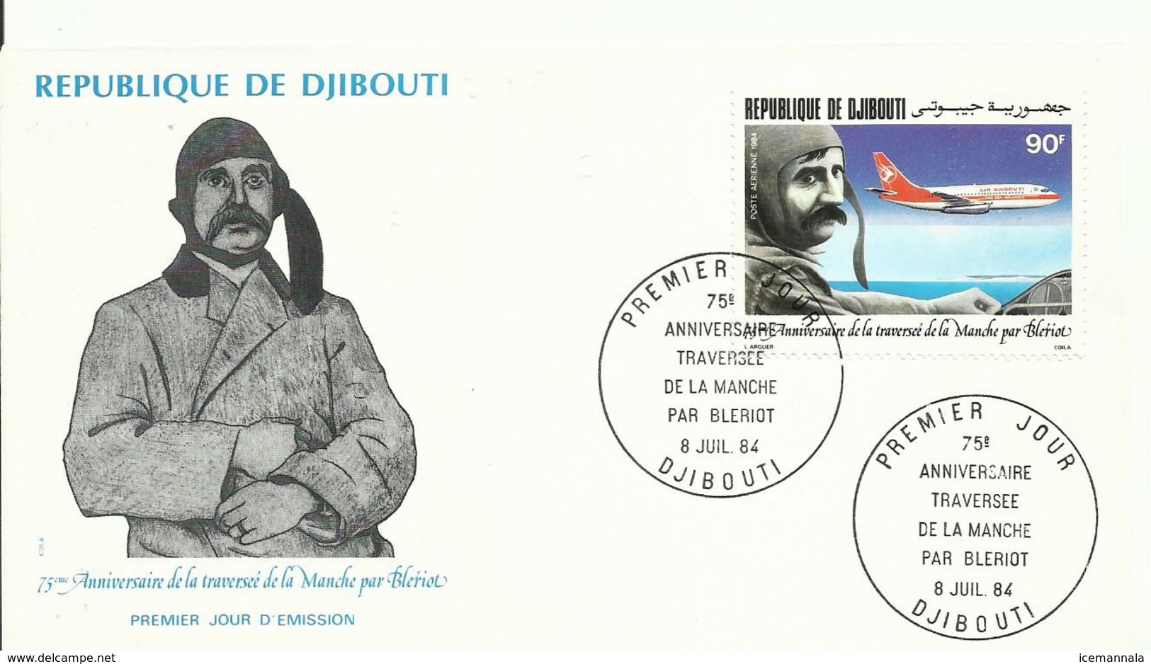 DJIBOUTI, SOBRE PRIMER DIA BLERIOT - Yibuti (1977-...)