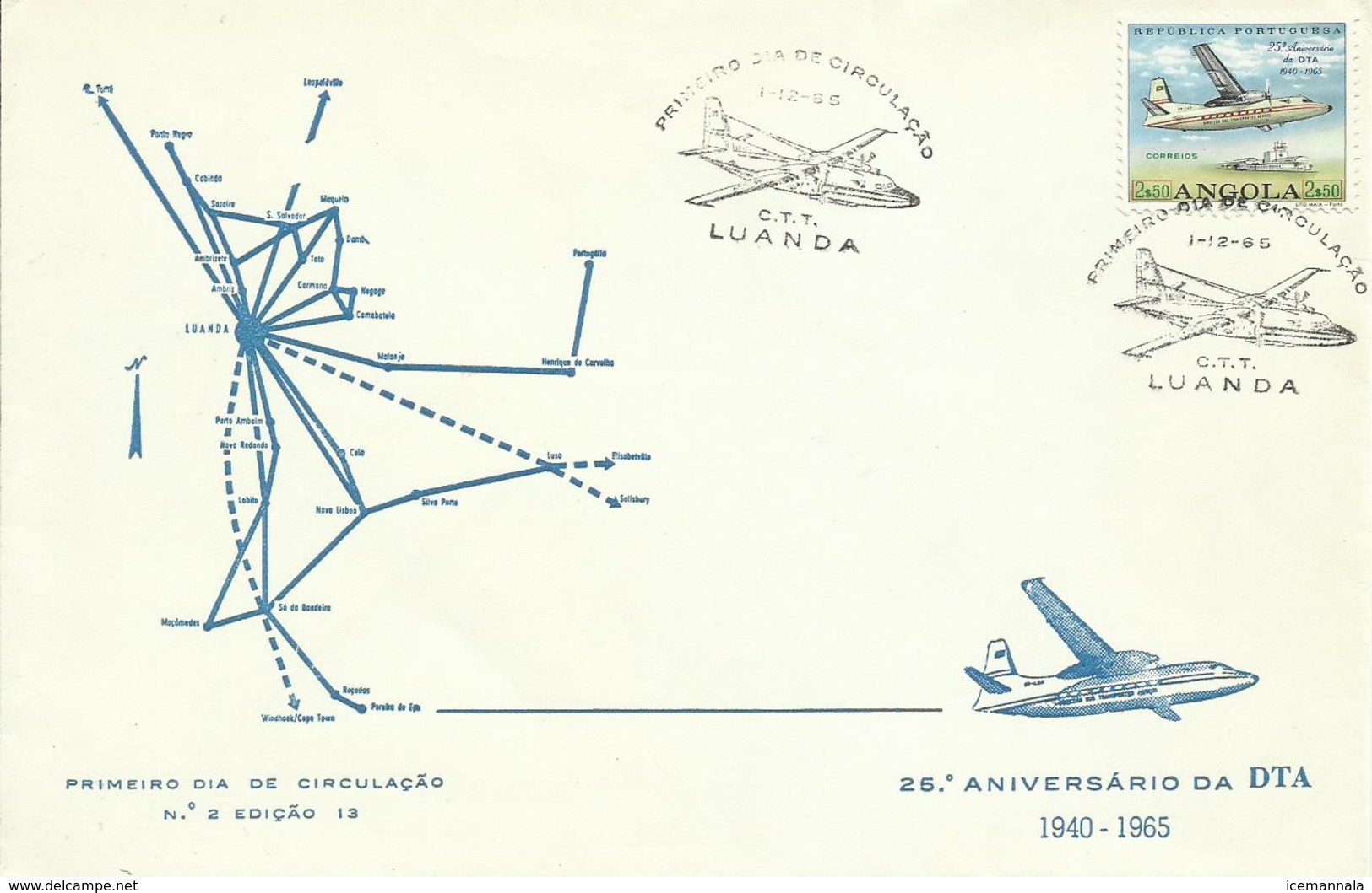 ANGOLA ,  SOBRE AEREO - Angola