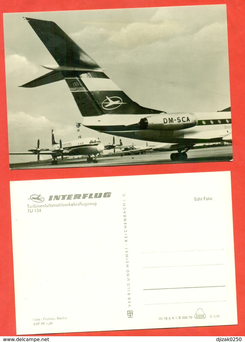 "Tu-134"and "Il-18" GDR 1970. Postcard New. - Zeppeline