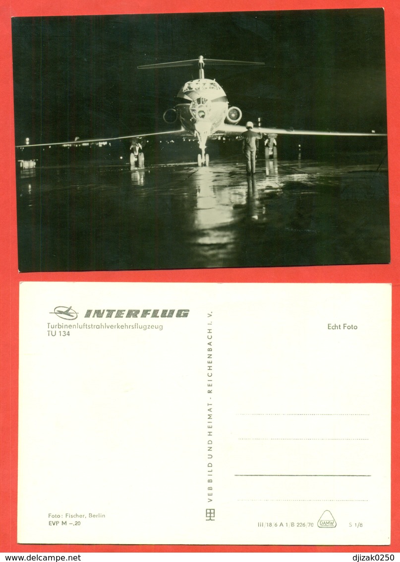 "Tu-134"and "Il-18" GDR 1970. Postcard New. - Airships