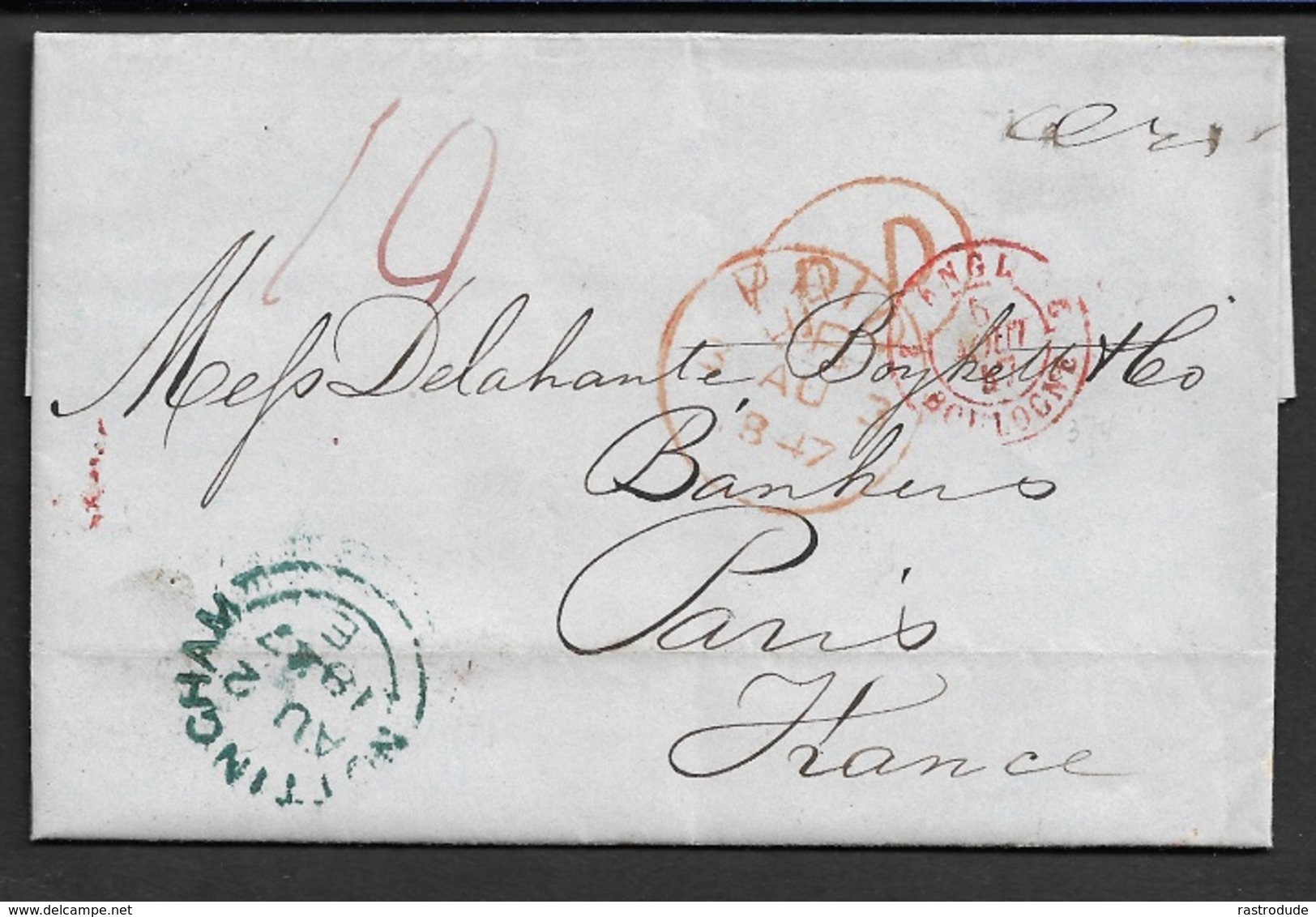1847 ENTIRE - NOTTINGHAM To PARIS - Postmark Collection