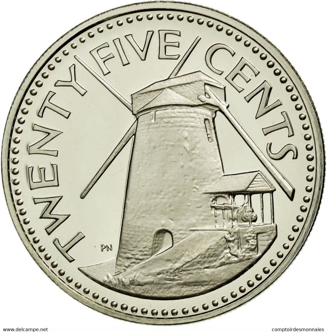 Monnaie, Barbados, 25 Cents, 1975, Franklin Mint, FDC, Copper-nickel, KM:13 - Barbados