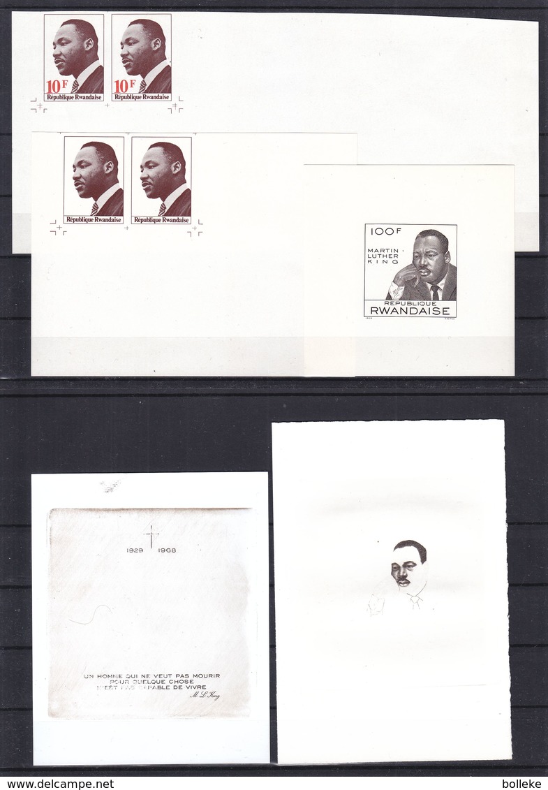 Martin Luther King - Rwanda - COB BF 12 - Essais De Couleurs + 2 Projets Sur Caton - Rare - Martin Luther King