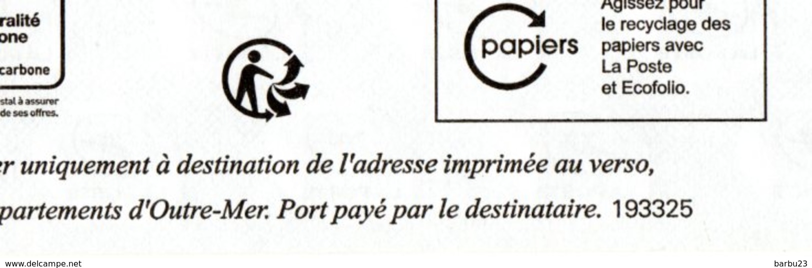 PAP Réponse  - Postreponse - Marianne L'engagée Prio - Institut Curie 193325 Scans Recto/verso - Prêts-à-poster:reply