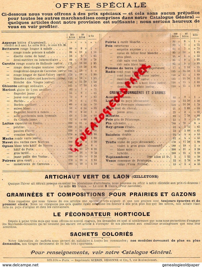 75- PARIS-RARE LETTRE REASSORTIMENTS GRAINES- 1895-E. FORGEOT-HORTICULTURE HORTICULTEUR- 6 QUAI MEGISSERIE- - 1800 – 1899