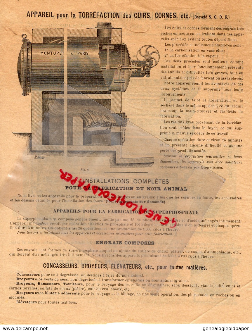 75- PARIS- RARE CATALOGUE A. MONTUPET-INGENIEUR CONSTRUCTEUR CHAUDRONNERIE FER CUIVRE-FABRICATION ENGRAIS AGRICULTURE OS - Landwirtschaft