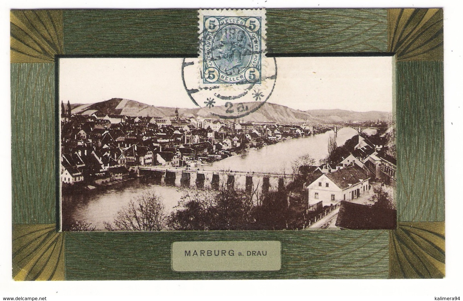 SLOVENIE  /  MARBURG - A. - DRAU  ( MARIBOR ) /  VUE  GENERALE  ( Façon Cadre En Bois ) /  Edit.  Anton  SCHLAUER , Graz - Slovénie