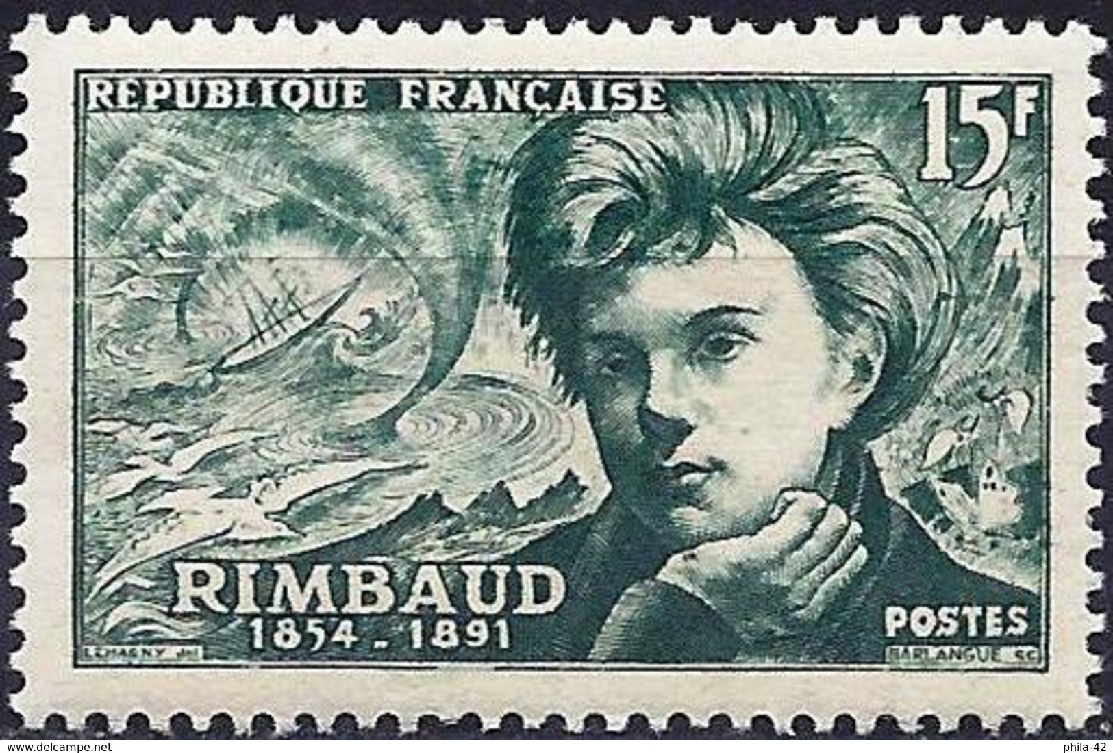 France 1951 - Arthur Rimbaud, French Poet ( Mi 928 - YT 910 ) MNH** - Neufs