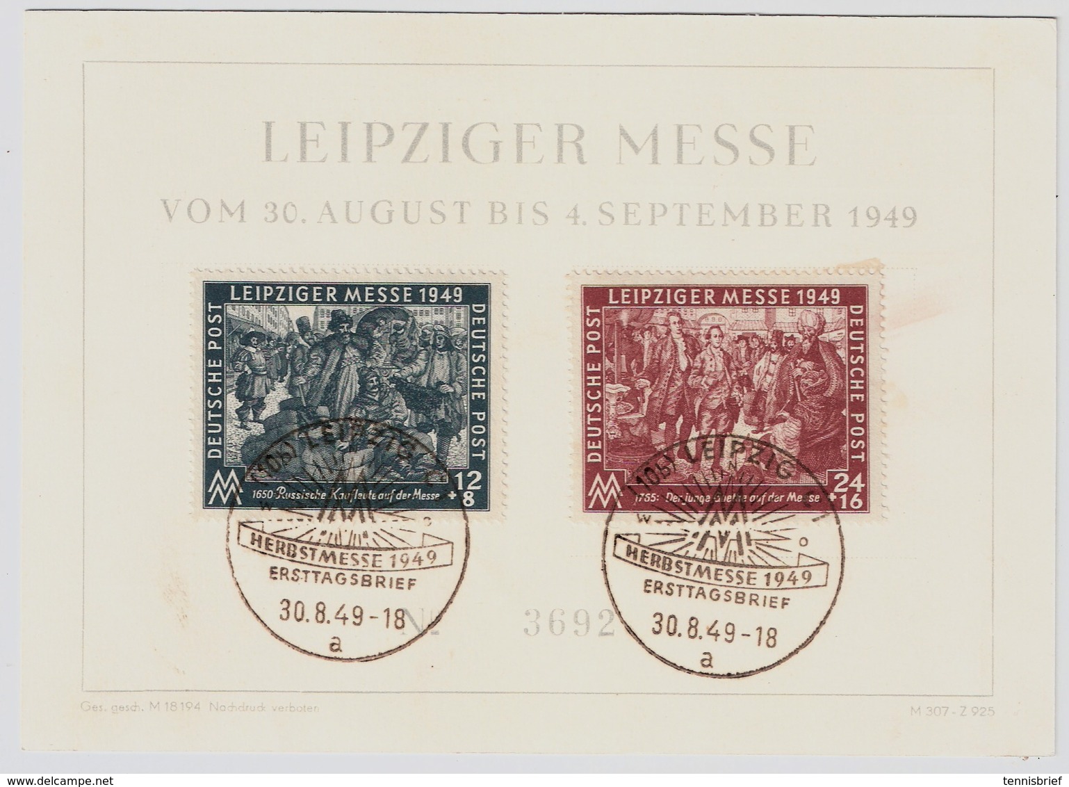 SBZ, 1949, Gedenk-Karte " Leipziger Messe "  , #a1696 - Sonstige & Ohne Zuordnung