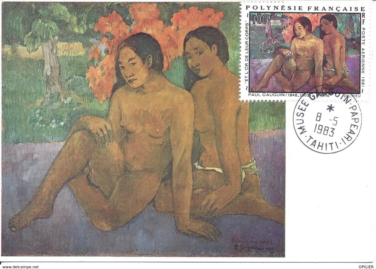 POLYNESIE FRANCAISE CARTE MAXIMUM + FDC GAUGUIN ...et L'or De Leur Corps Musée Gauguin PAPEARI TAHITI 8 5 1983 - Lettres & Documents