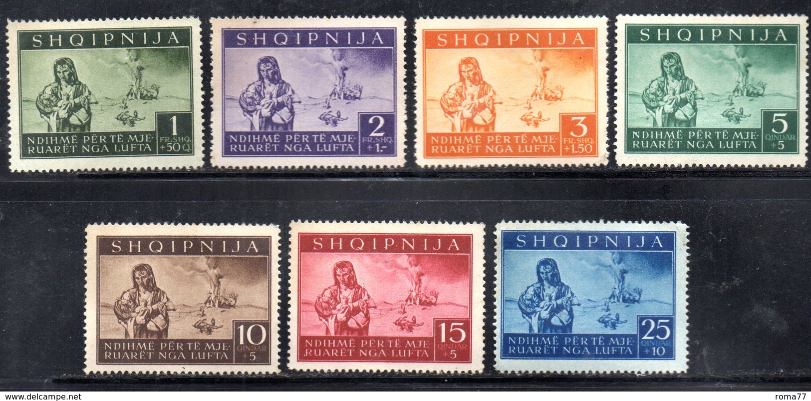 405 490 - ALBANIA Tedesca 1944 , Vittime Di Guerra (sassone N. 15/21, Yvert N. 312/18) : Serie Senza Gomma - Albania