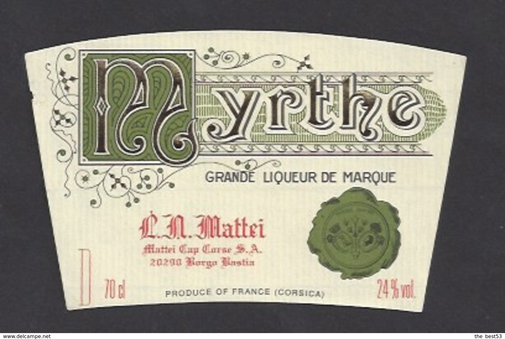 Etiquette De  Liqueur De Myrthe  Mattei  -  Sté Des Vins Du Cap Corse à Borgo Bastia   (20) - Other & Unclassified