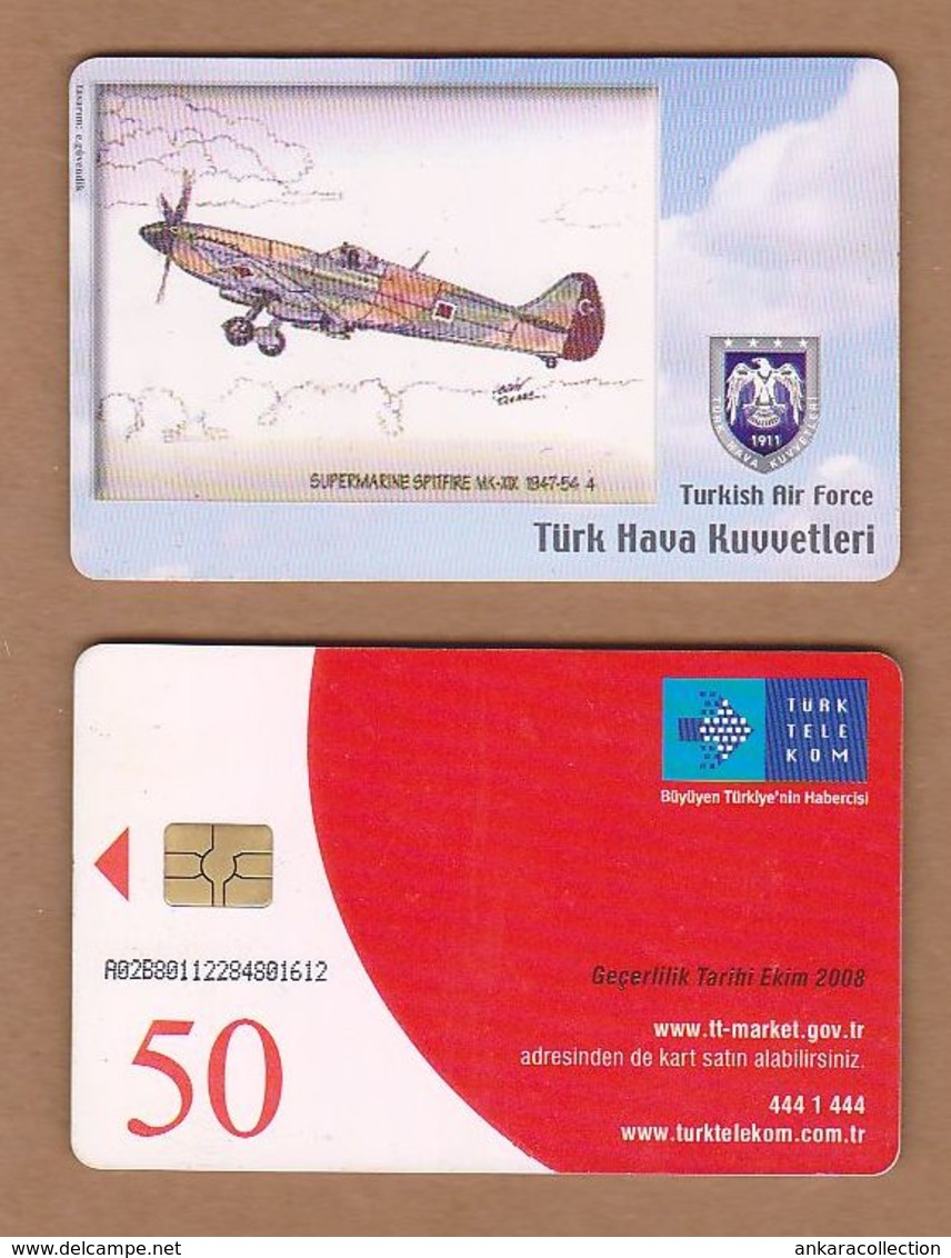 AC - TURK TELECOM PHONECARDS -  SUPERMARINE SPITFIRE MK - XIX 1947 - 54 4 CREDITS : 50 ​DATE : 2006 - Avions