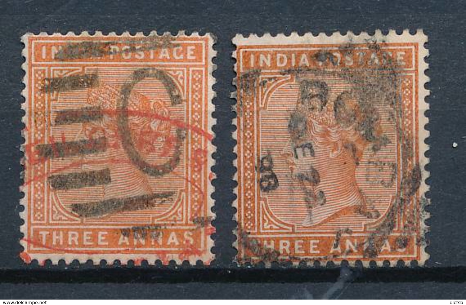 INDIA, 1882 3As Orange And 3As Brown-orange, Cat £13 - 1882-1901 Empire