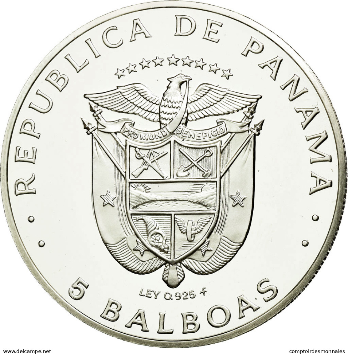 Monnaie, Panama, 5 Balboas, 1975, U.S. Mint, FDC, Argent, KM:40.1a - Panama