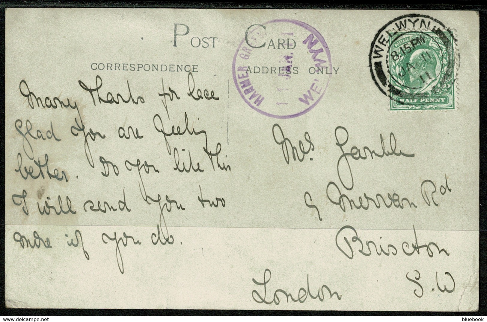 Ref 1244 - 1911 Real Photo Postcard - Pierrot Good Rubber Harmer Green Welwyn Postmark - Lettres & Documents