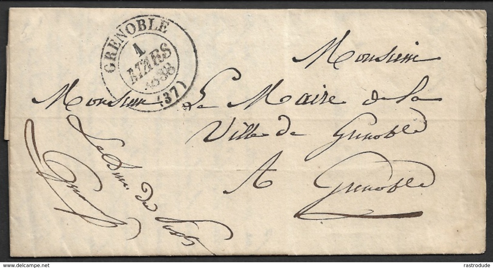 1838 - LAC Imprimé - GRENOBLE - ADMINISTRATION DES POSTES - Lettre Officielle Au Maire - 1801-1848: Précurseurs XIX