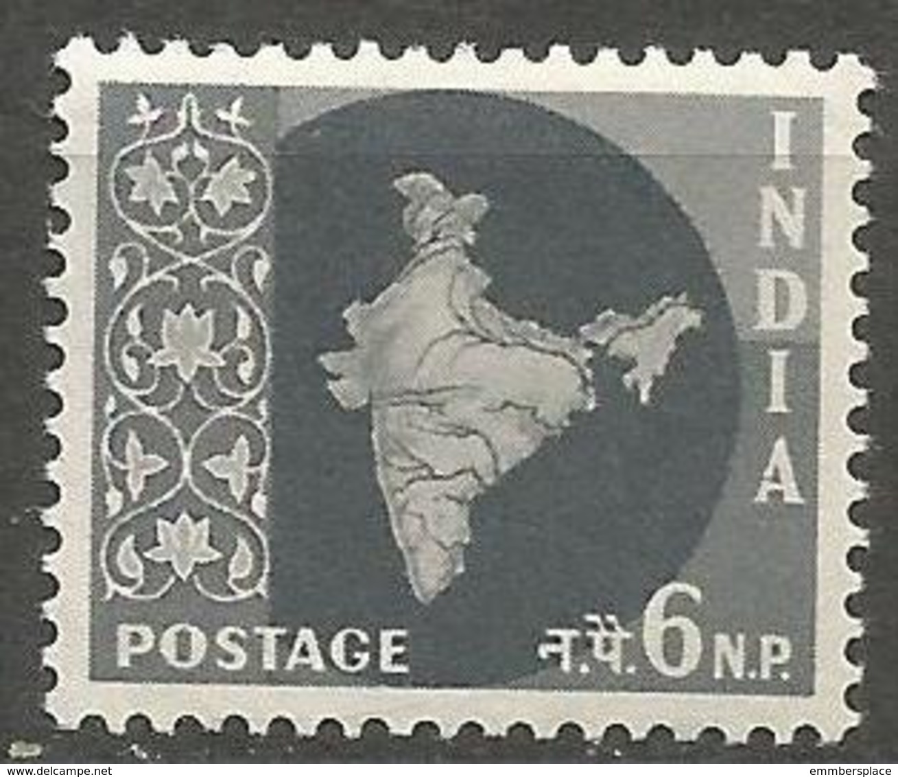 India - 1957 Map Of India 6np MLH *    SG 379  Sc 279 - Unused Stamps