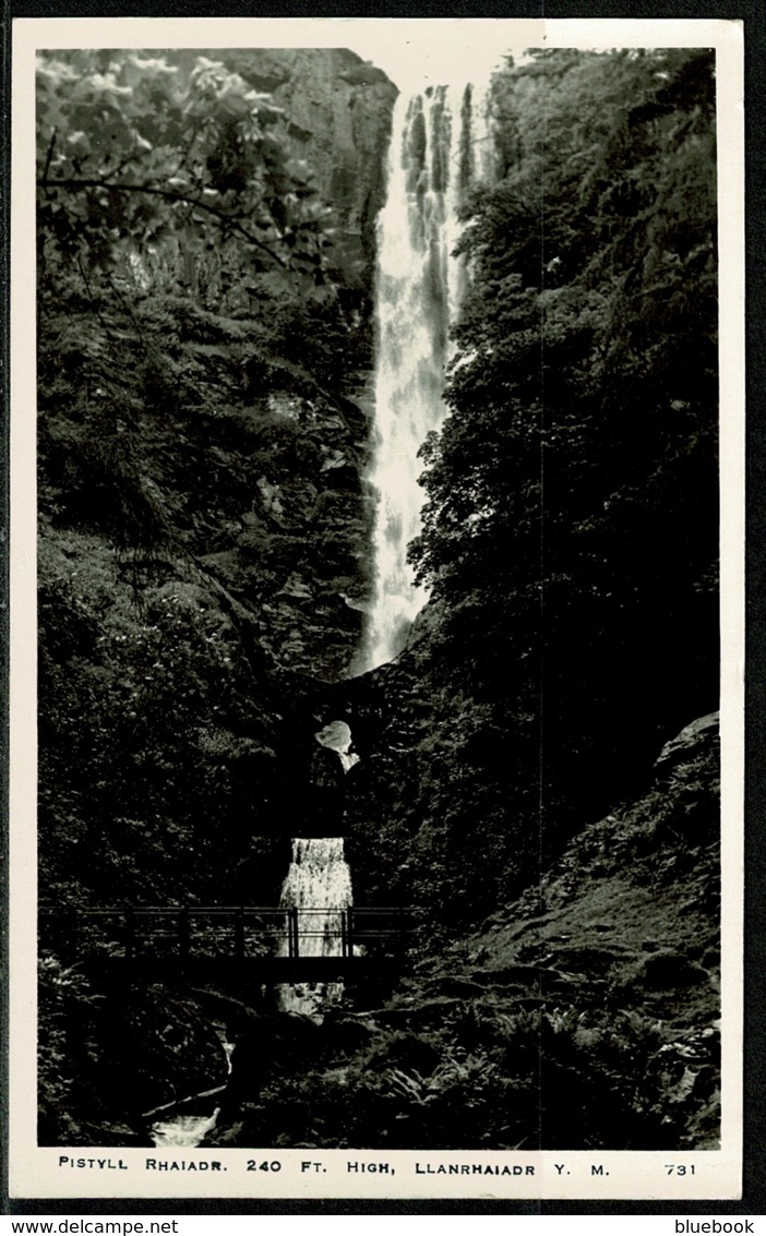 Ref 1245 - Real Photo Postcard - Pistyll Rhiadr Waterfall Llanrhaidr Montgomeryshire Wales - Montgomeryshire