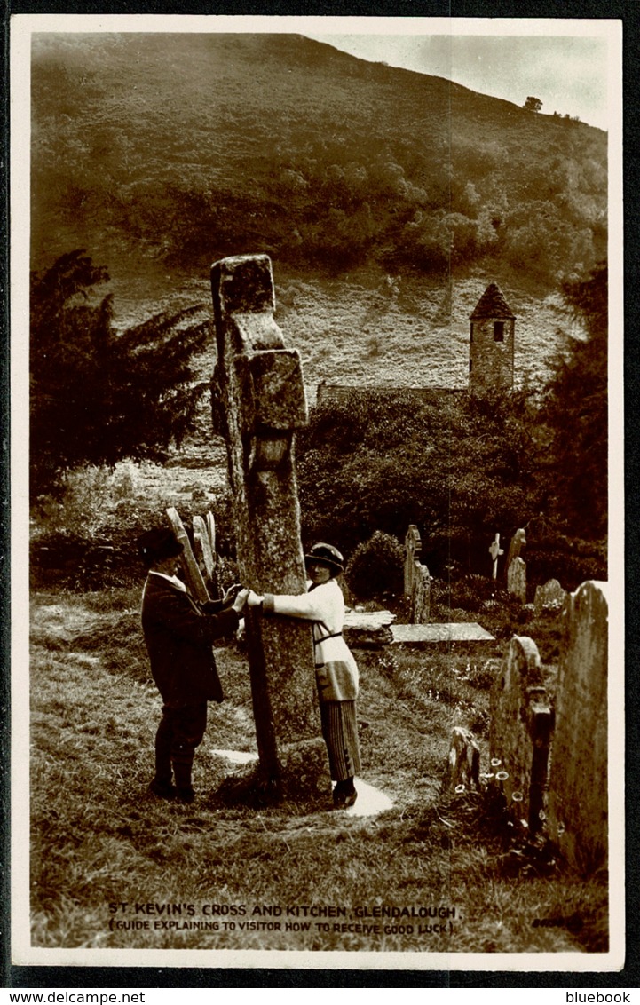 Ref 1245 - Real Photo Postcard - St Kevin's Cross & Kitchen - Glendalough Wicklow Ireland - Wicklow