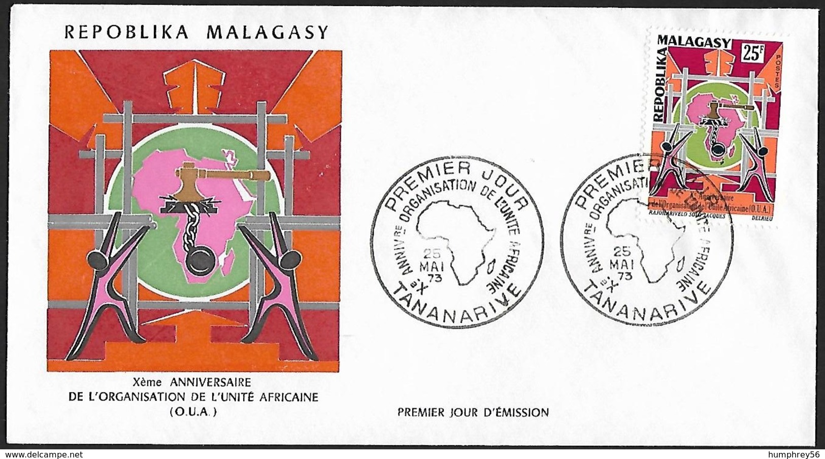 1973 - MADAGASCAR - FDC Organisation De L'Unité Africaine + Y&T 529 [O.U.A.] + TANANARIVE - Madagascar (1960-...)