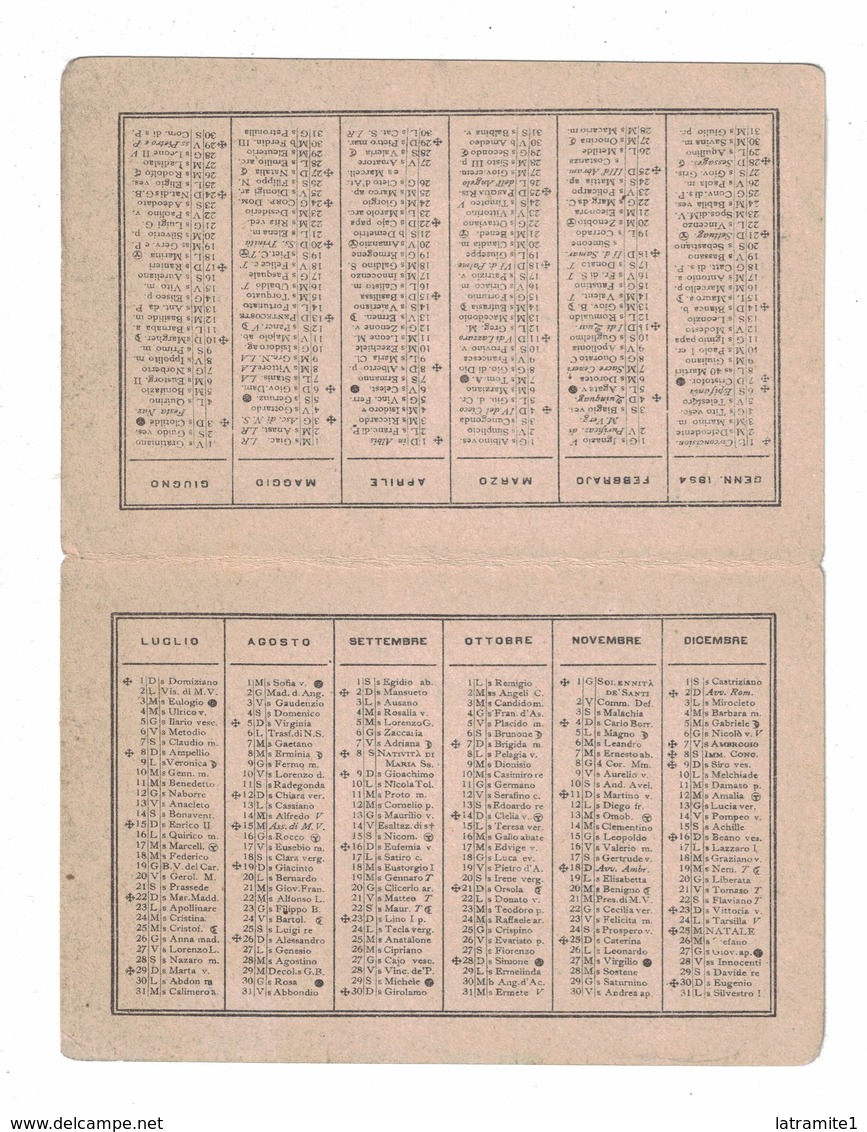 CALENDARIETTO   FERRO CHINA BISLERI  1894  SEMESTRINO - Altri & Non Classificati