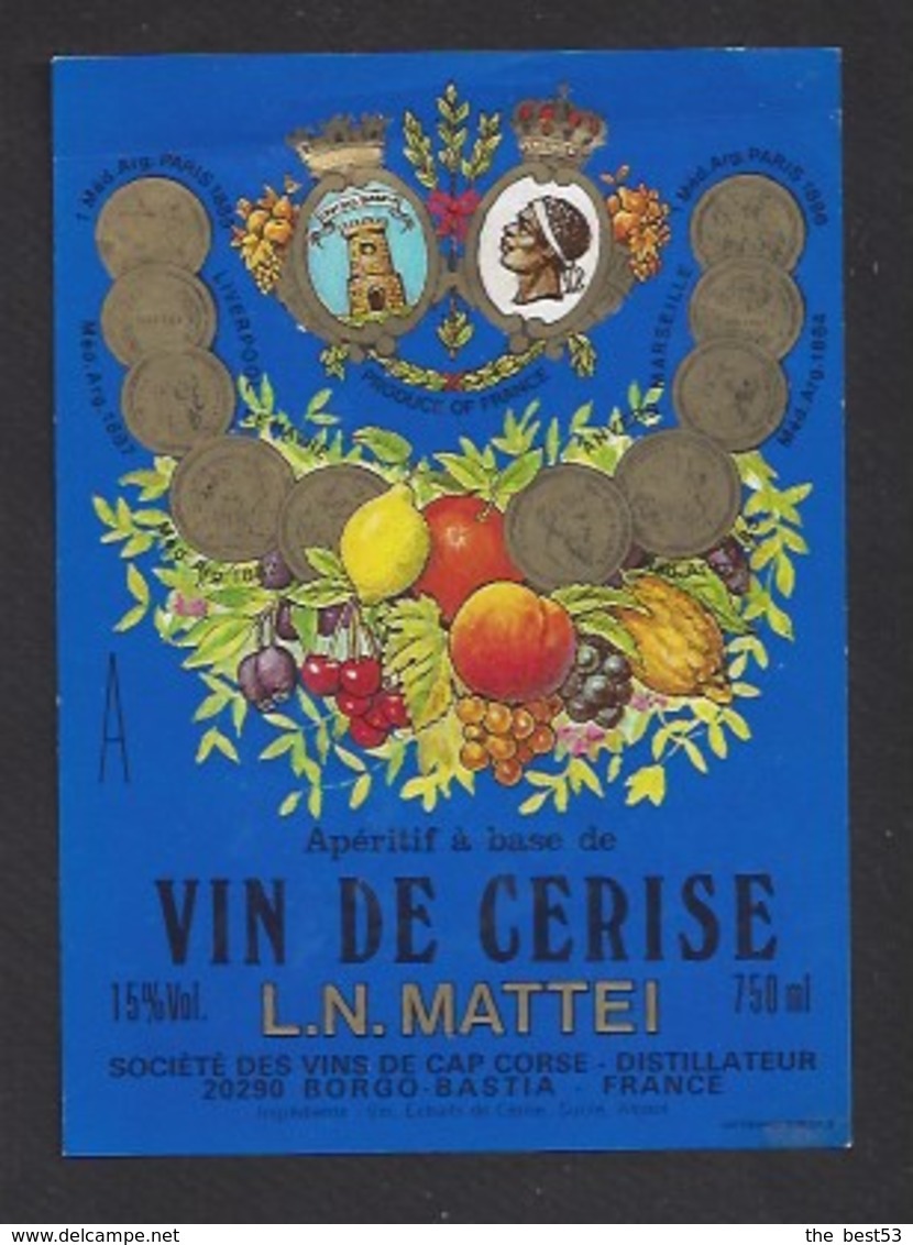 Etiquette D' Apéritif à Base De VIn De Cerise  Mattei -  Sté Des Vins Du Cap Corse  à Borgo  Bastia  Corse (20) - Autres & Non Classés