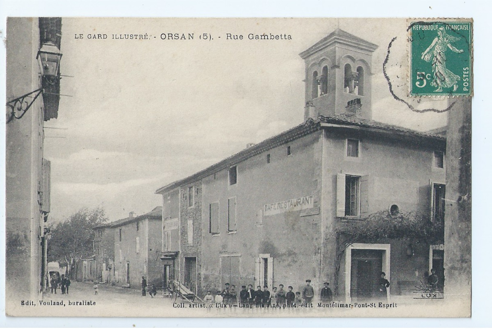 Cpa - Dpt  - Gard  -  Orsan   -   - Rue Gambetta Cafe Restaurant   - Animation -   (  Selection  )   Rare  1910 - Autres & Non Classés