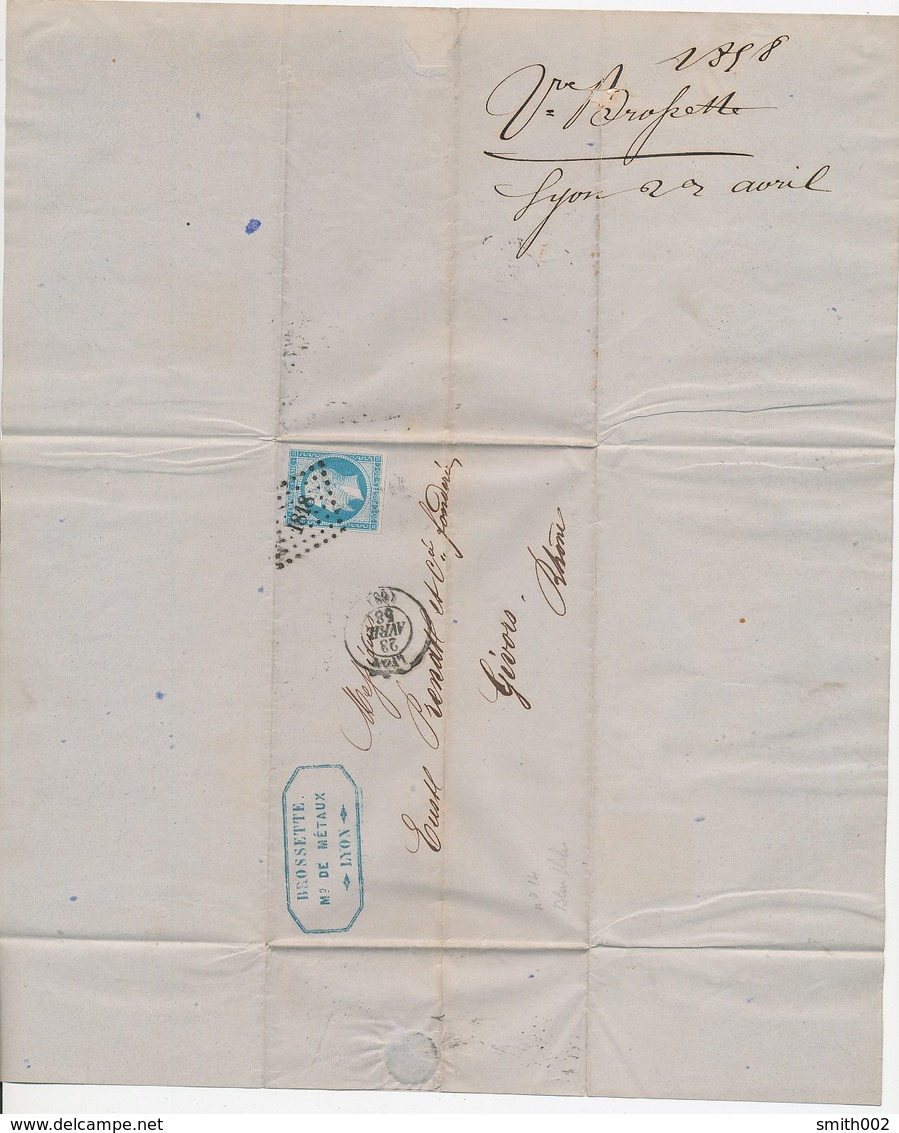 FRANCE - Folded Letter From Lyon 23.4.1958 - 1853-1860 Napoléon III