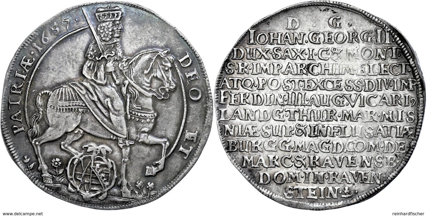 Taler, 1657, Johann Georg II., Auf Das Vikariat, Dav. 7630, Schnee 901, Schöne Patina, Ss-vz.  Ss-vz - Autres & Non Classés