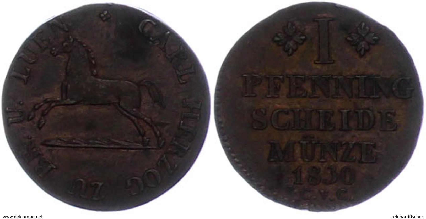 Pfennig, 1830, Karl, AKS 62, Vz-st.  Vz-st - Sonstige & Ohne Zuordnung