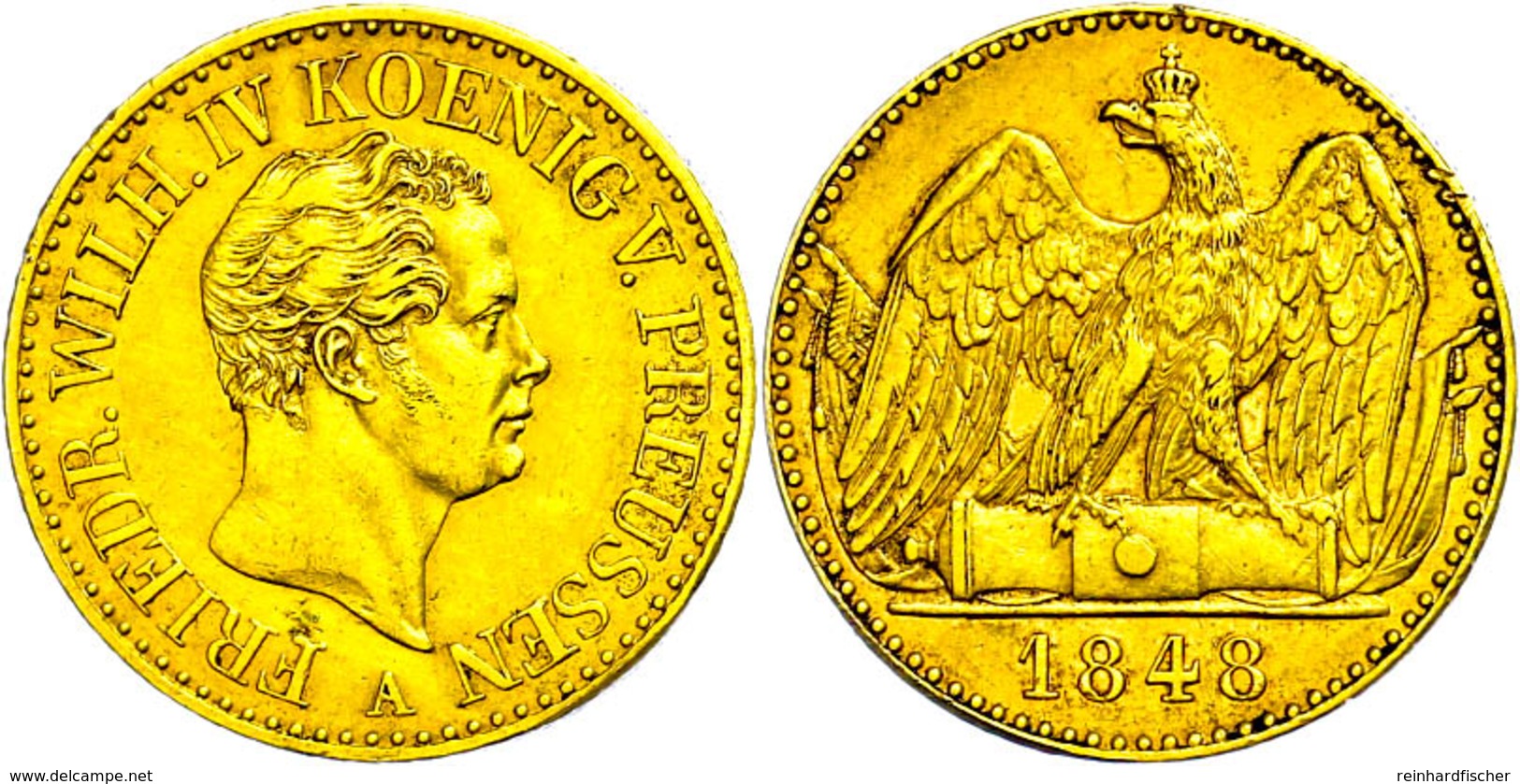 Doppelter Friedrich D'or, 1848, Friedrich Wilhelm IV., AKS 61, J. 113, Avers Berieben, Wz. Rf., Ss-vz.  Ss-vz - Andere & Zonder Classificatie